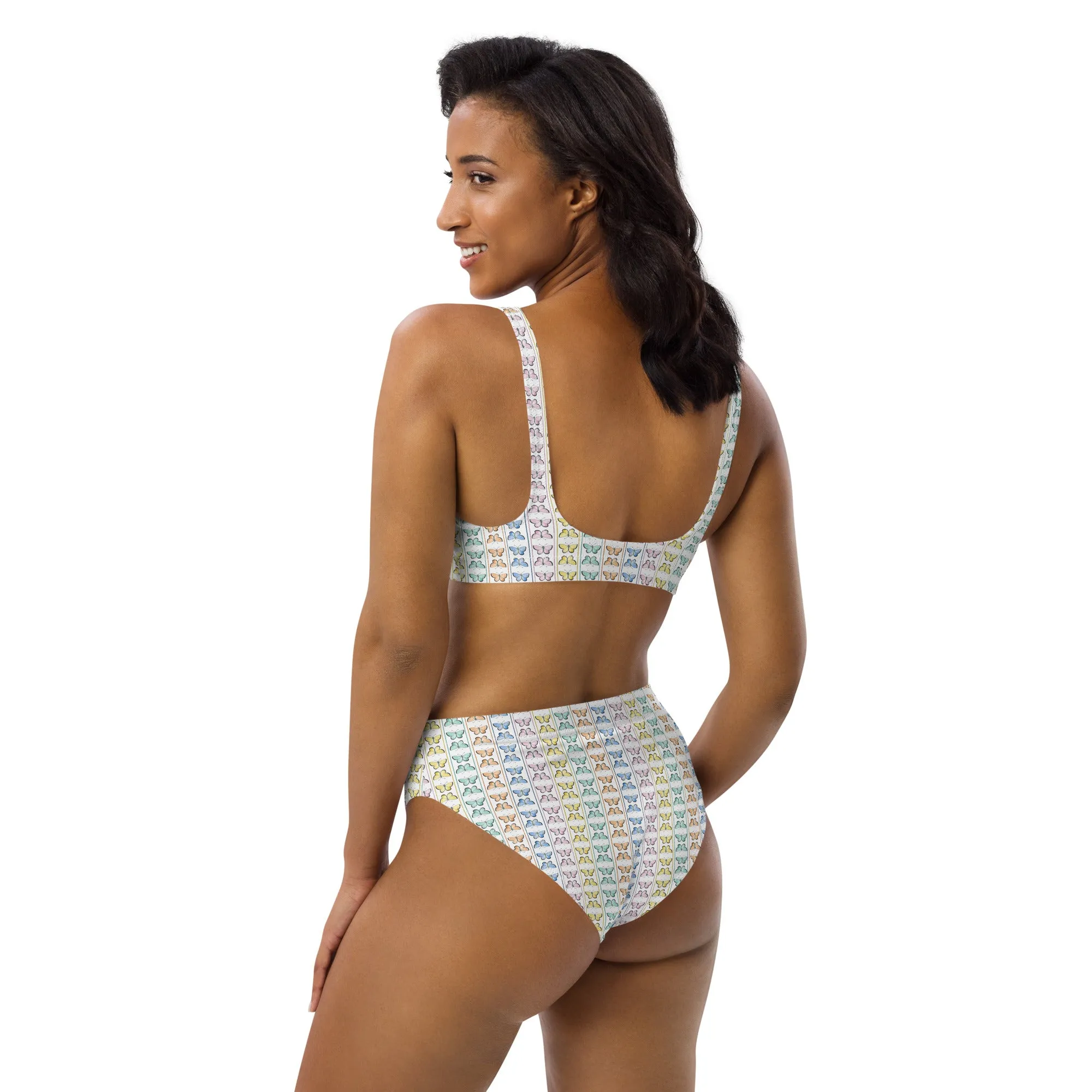 Linear Kaleidoscope Recycled high-waisted bikini