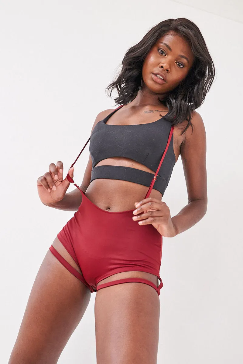 Lunalae Zena Garter Overall Sling Bottoms - Wine