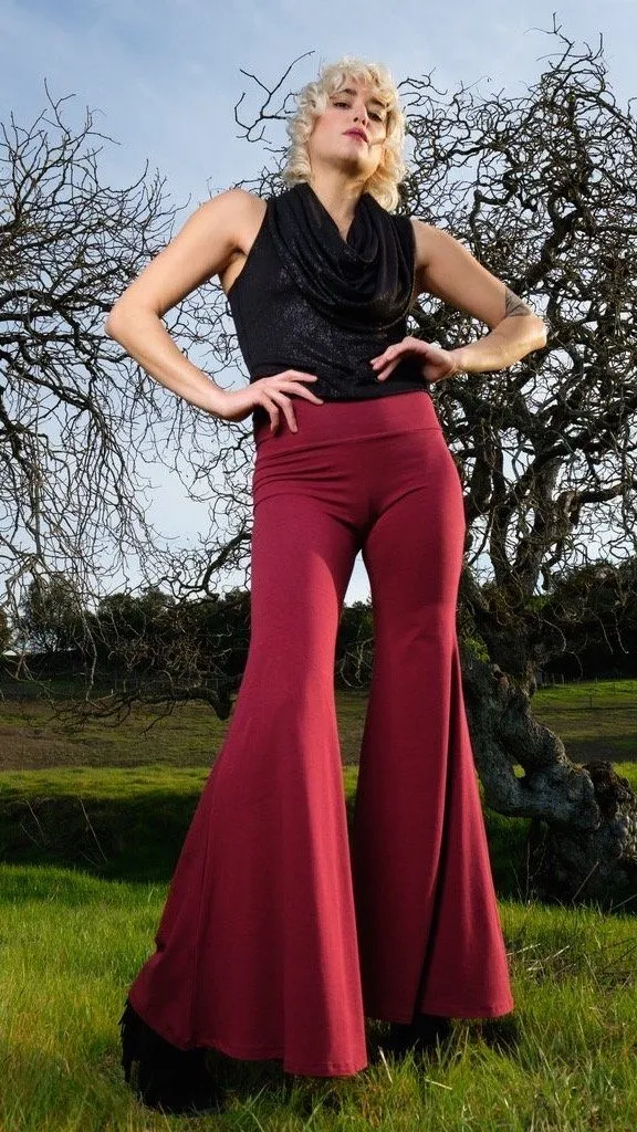 Maroon Bamboo High Waisted Big Bells