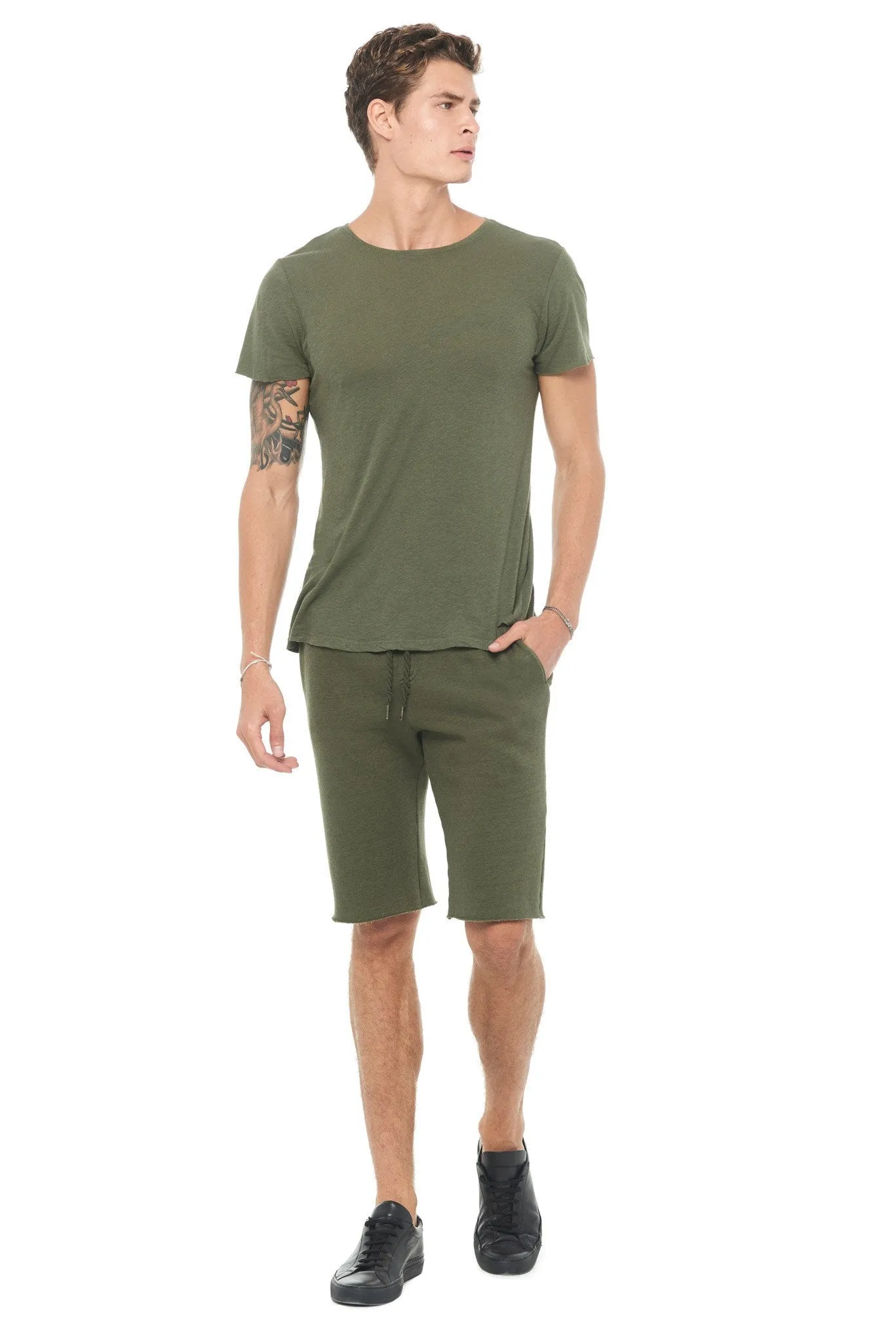 Men's French Terry Cut Off Short with Adjustable Draw Chord