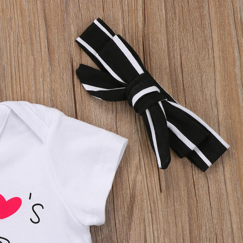 Mommy Loves Me a Latte Romper Pants Headband Outfit