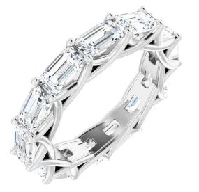 MUZU 5 Carat Emerald-Cut Diamond Eternity Ring White Gold 30 pointer G Color VS1 Clarity Shared Prong Band By Mike Nekta NYC