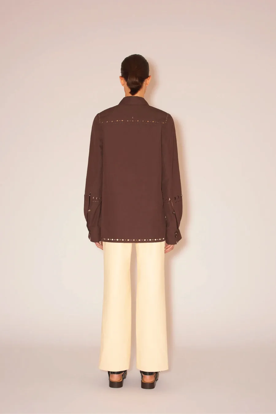 Nanushka Moa Laser Cut Shirt - Dark Brown