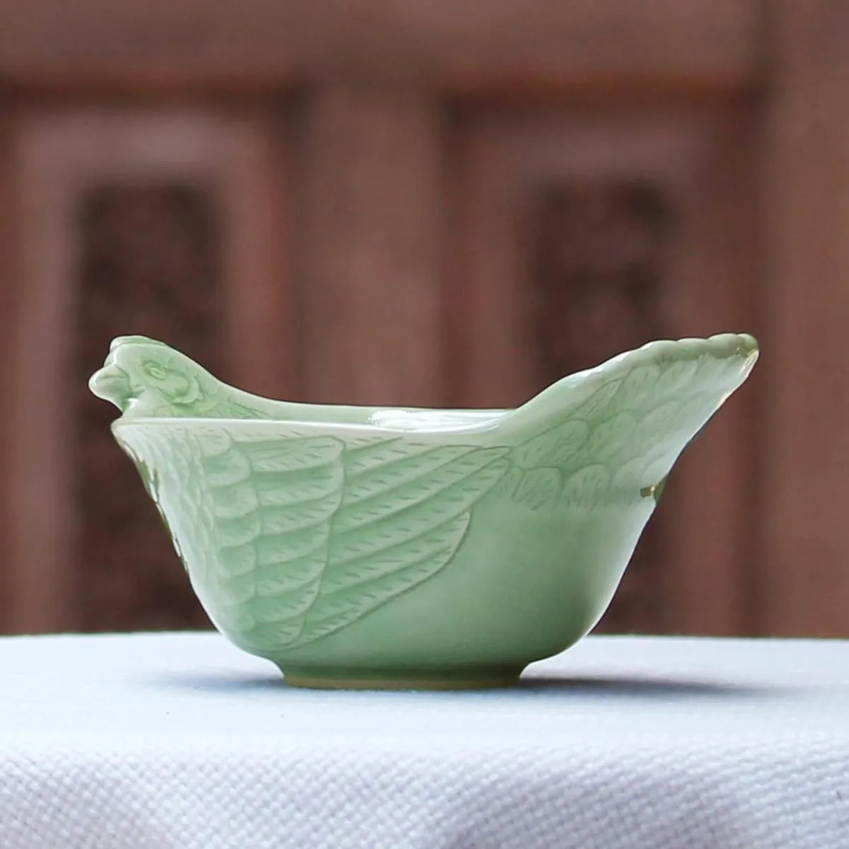 Novica Chiang Mai Chicken Celadon Ceramic Bowl