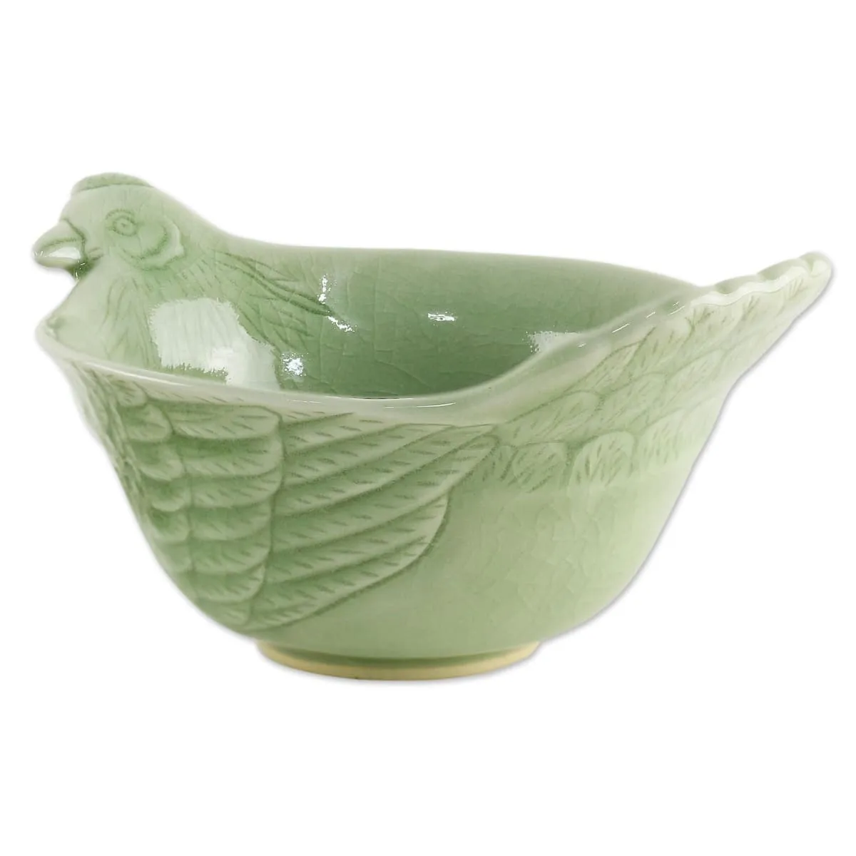 Novica Chiang Mai Chicken Celadon Ceramic Bowl