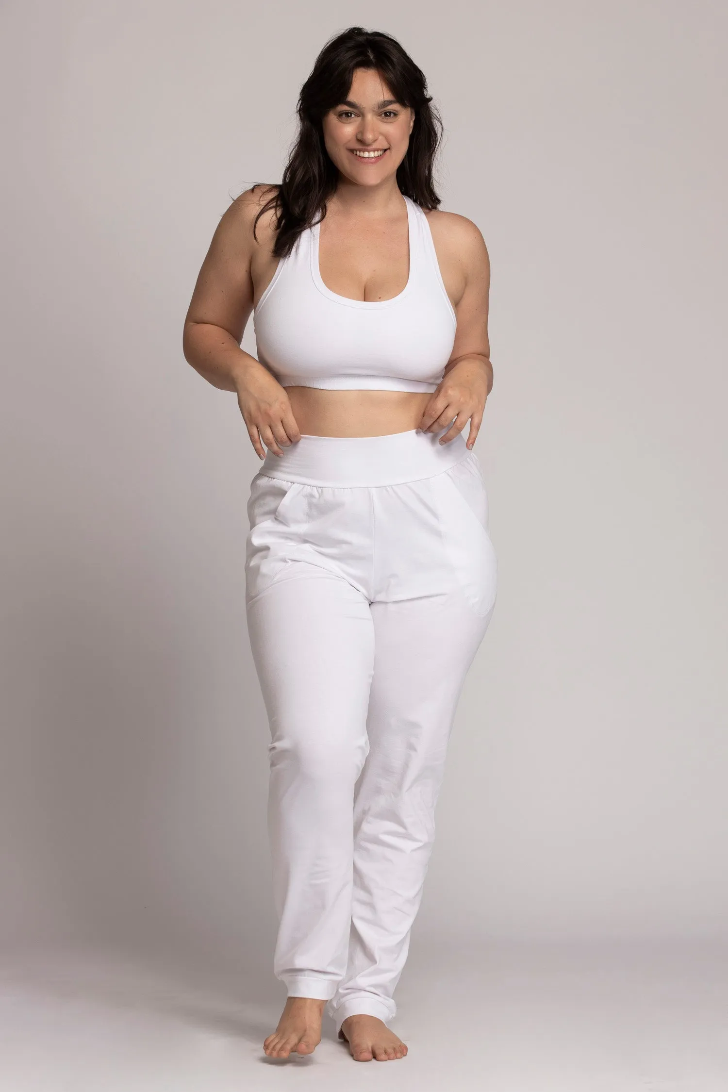 Organic Cotton Pure White Unisex Slouchy Pants