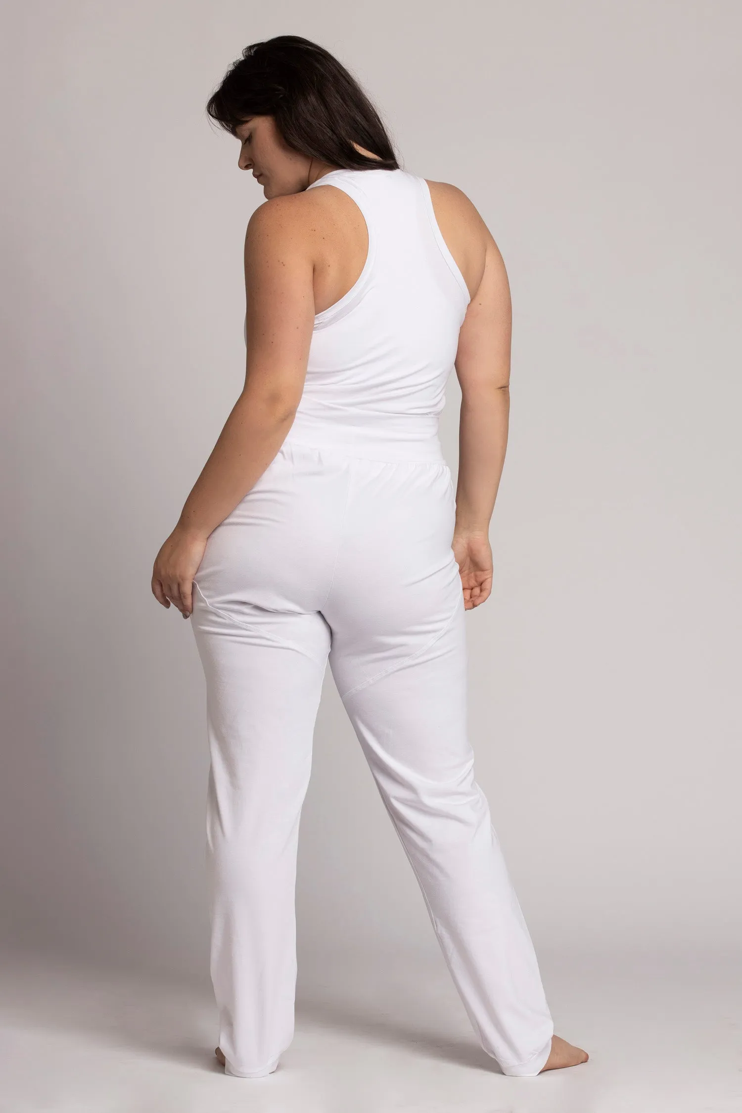 Organic Cotton Pure White Unisex Slouchy Pants