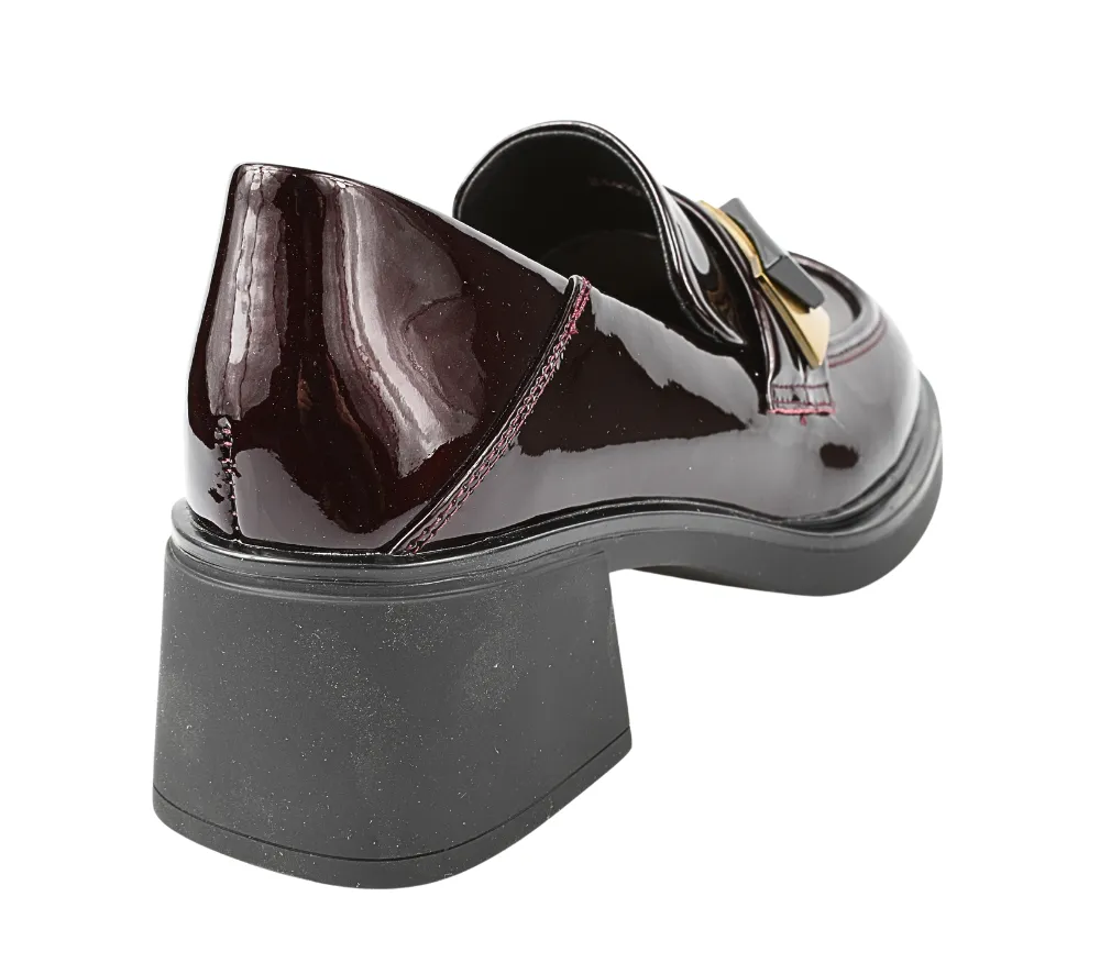 Pantofi casual, dama, PASS COLLECTION, M440001B bordo, piele lacuita