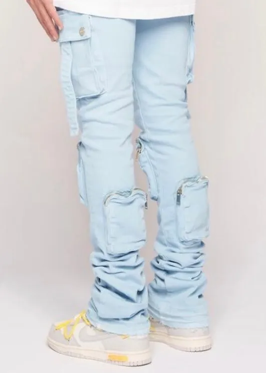 Pheelings “Never Look Back” Sky Blue Cargo Flare Jeans