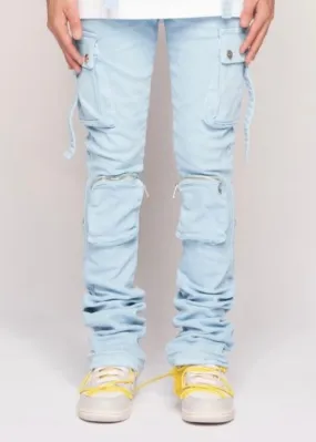 Pheelings “Never Look Back” Sky Blue Cargo Flare Jeans