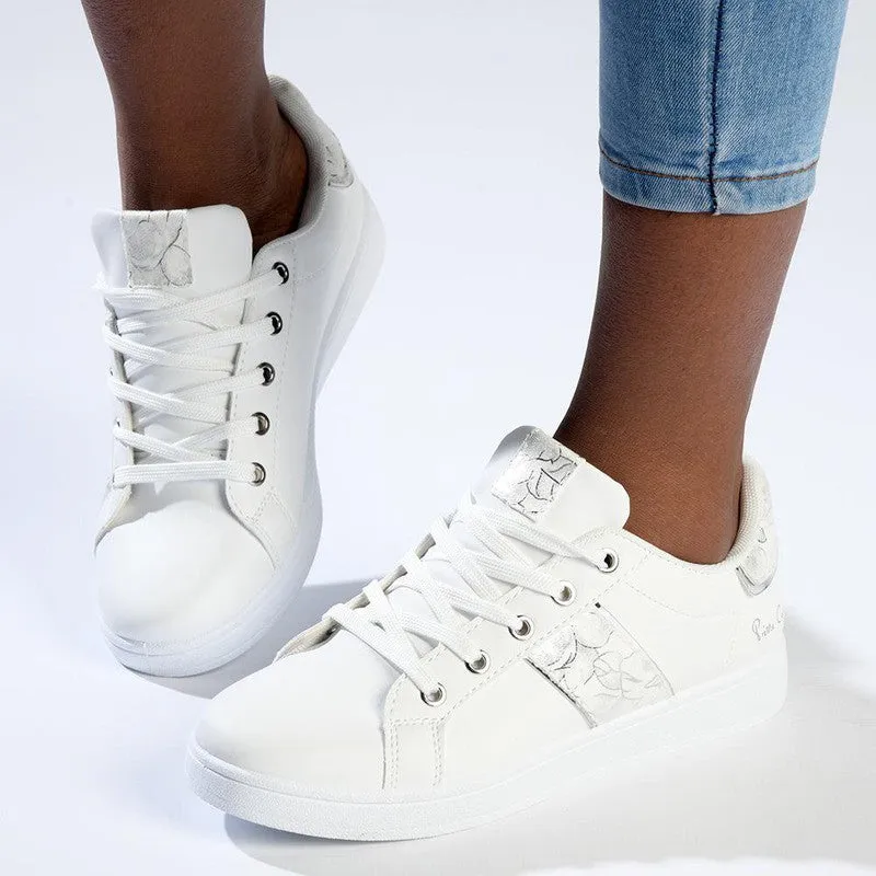 White Silver Retro 4 Sneaker by Pierre Cardin - Trendy and Classic Design