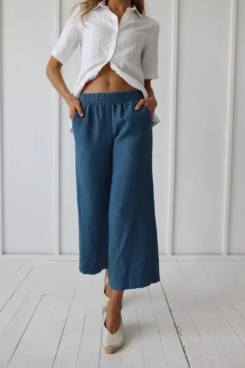 PRE-ORDER Linen Capri Pants by Odalux