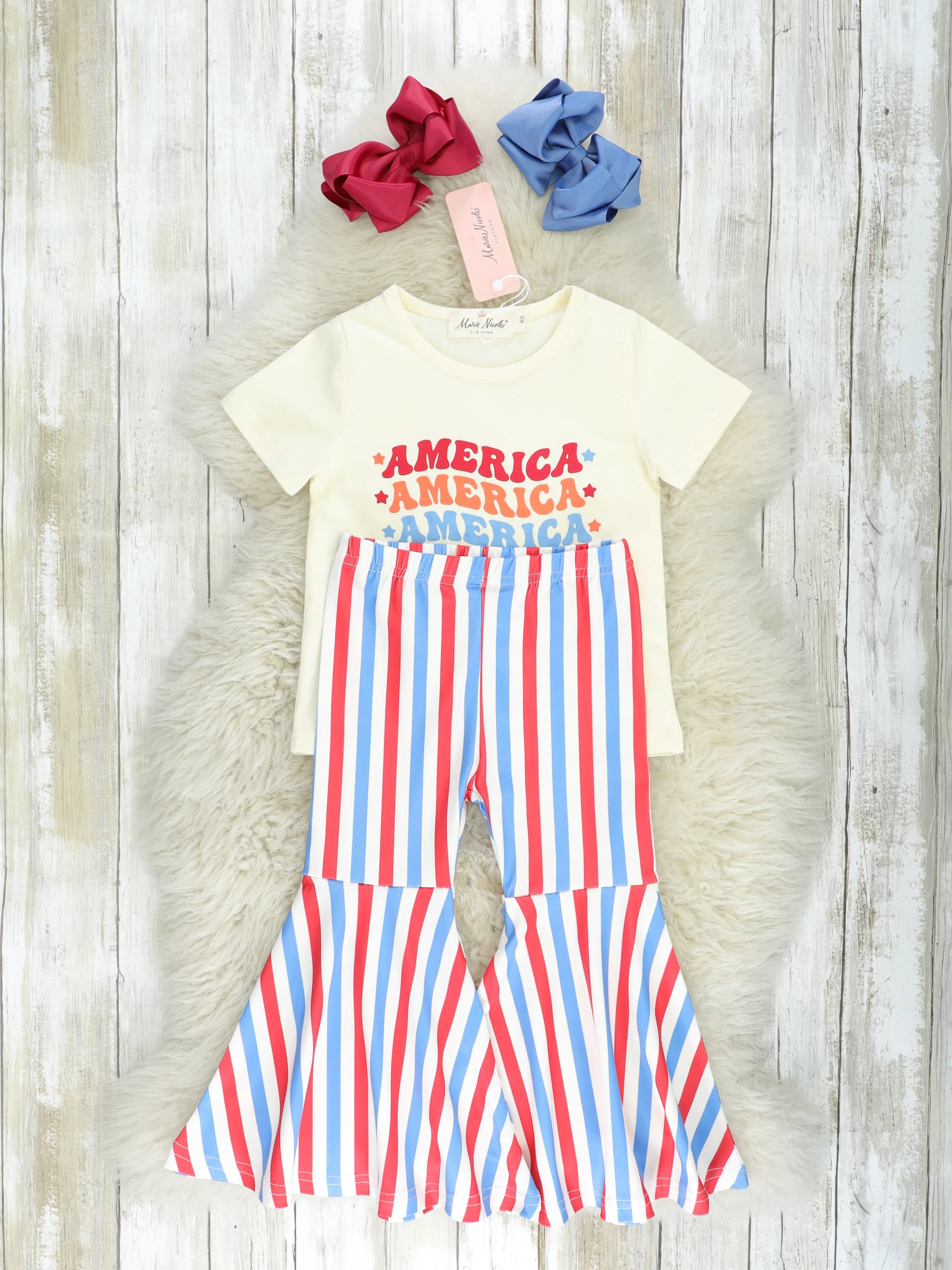 "America" Stripe Bell Bottoms Outfit