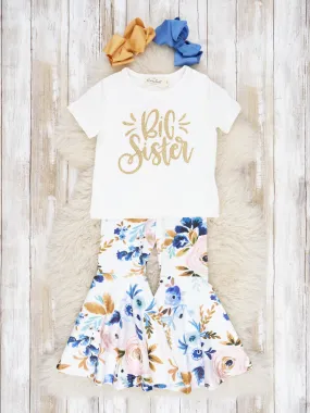 "Big Sister" Floral Bell Bottom Outfit