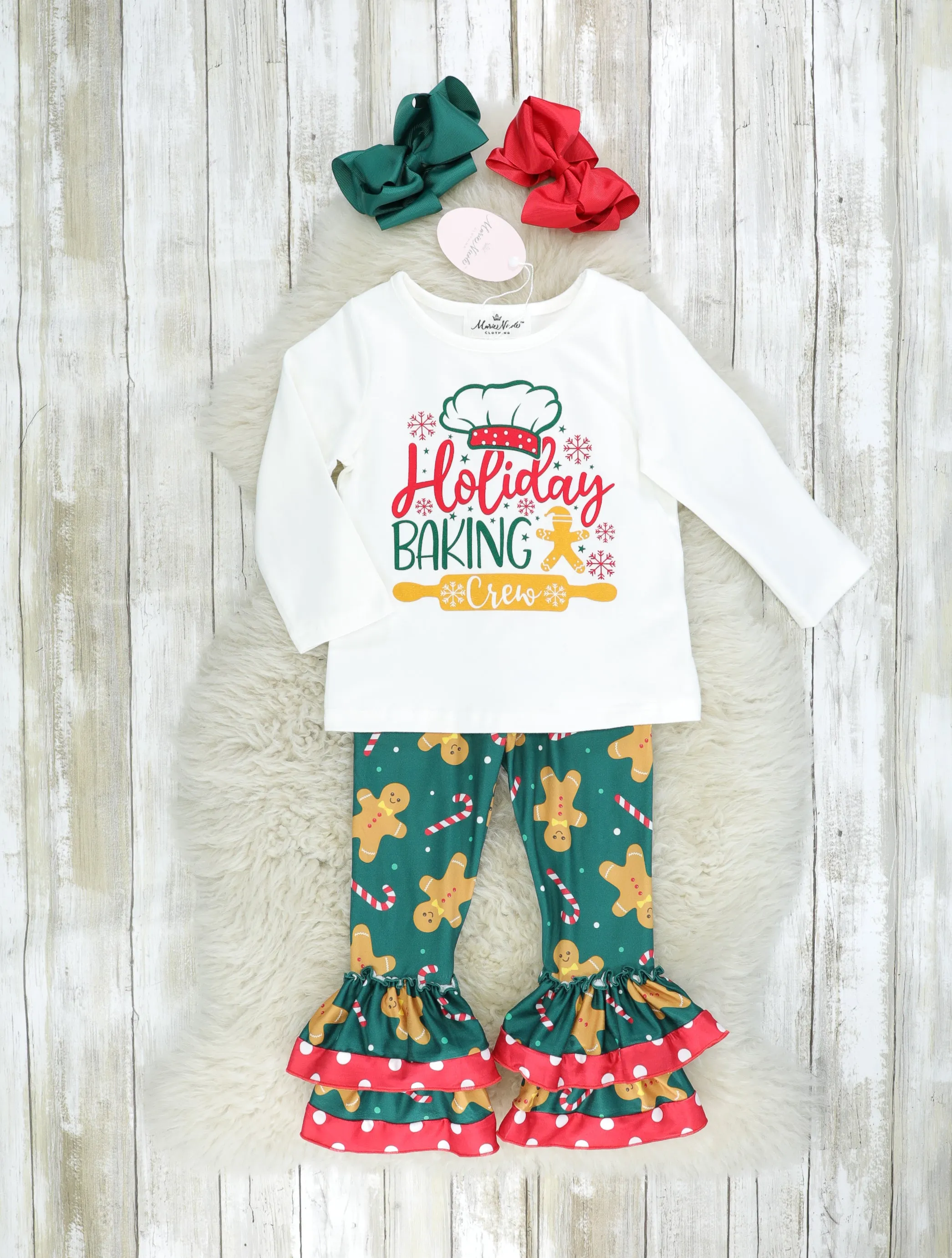 "Holiday Baking Crew" Gingerbread Ruffle Outfit