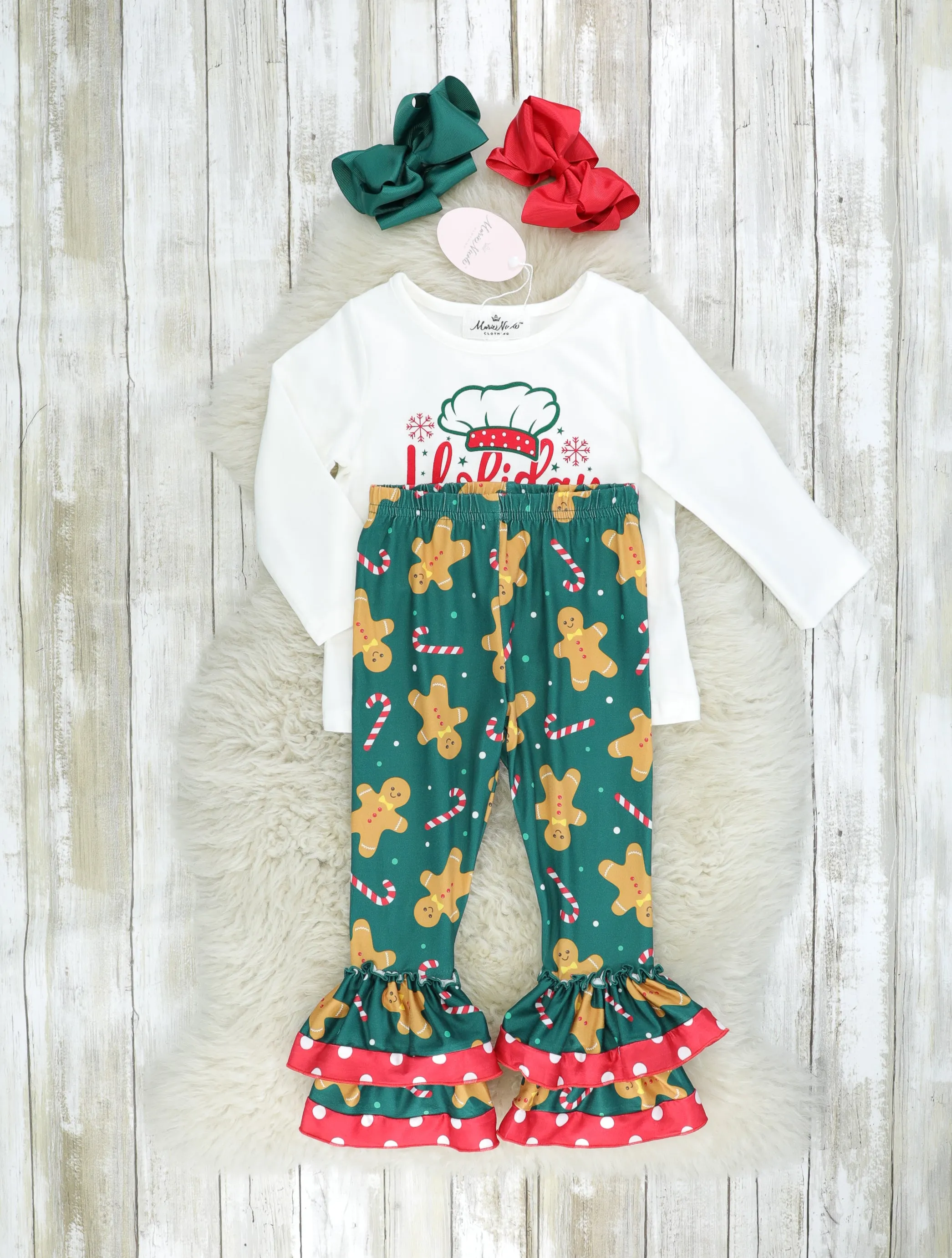 "Holiday Baking Crew" Gingerbread Ruffle Outfit