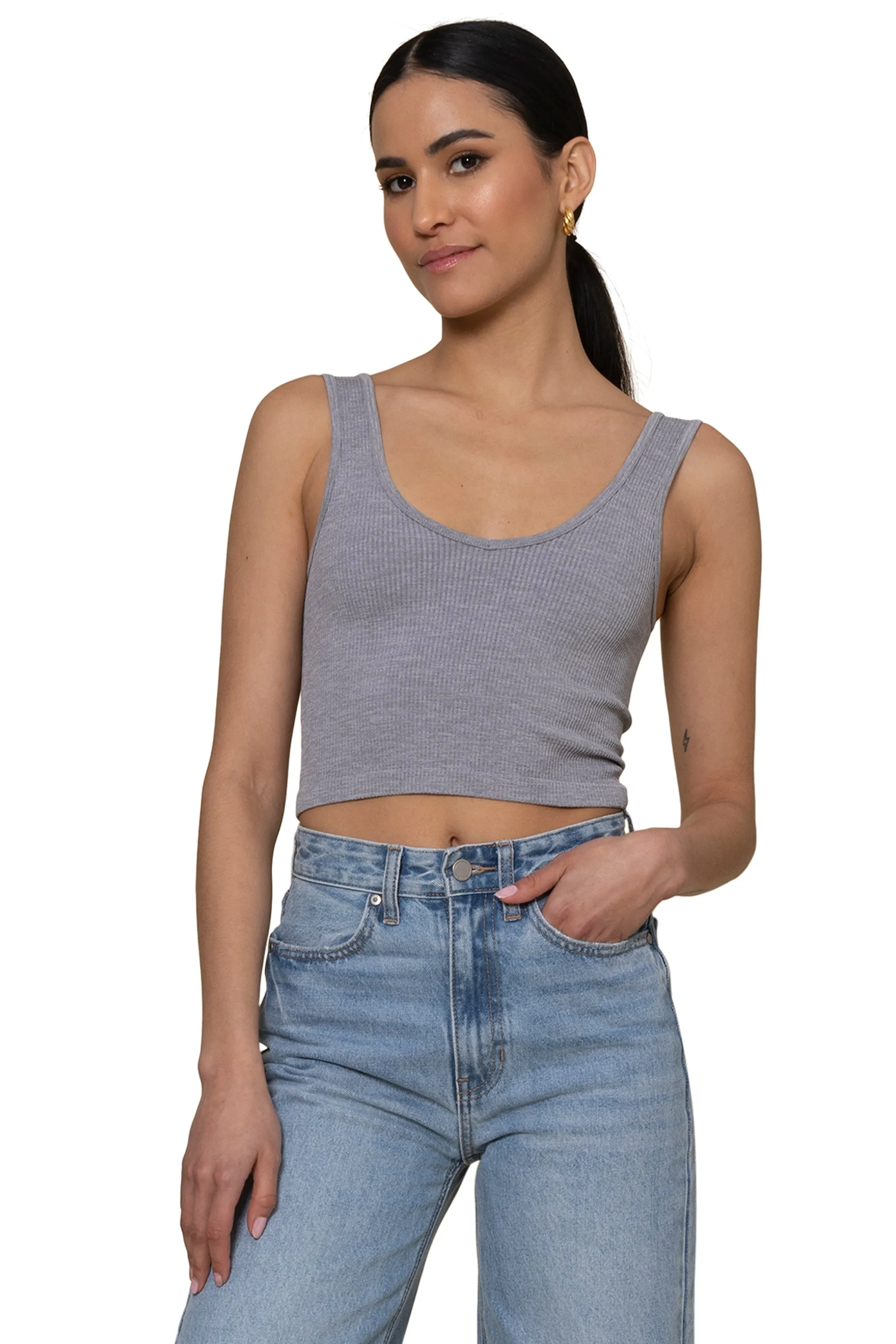 Ribbed V Neck Cami