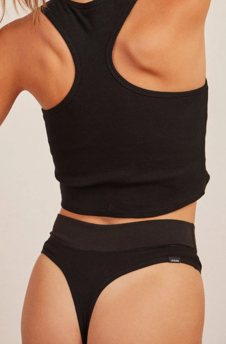 ROBBIE ORGANIC COTTON G STRING - BLACK RIB