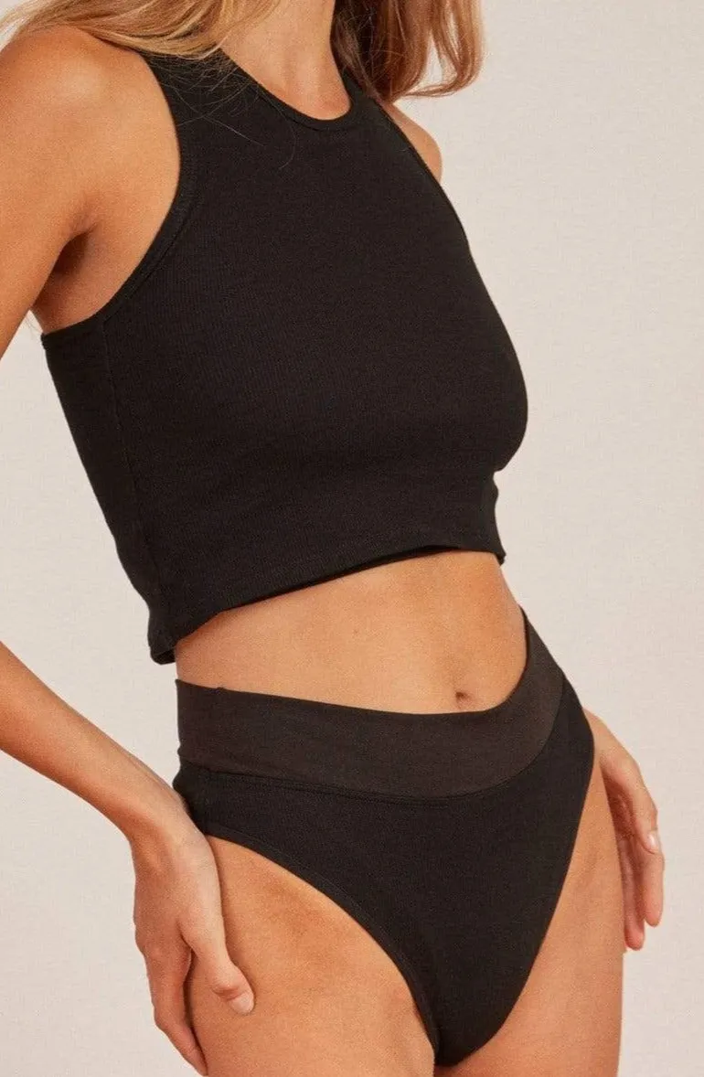 ROBBIE ORGANIC COTTON G STRING - BLACK RIB