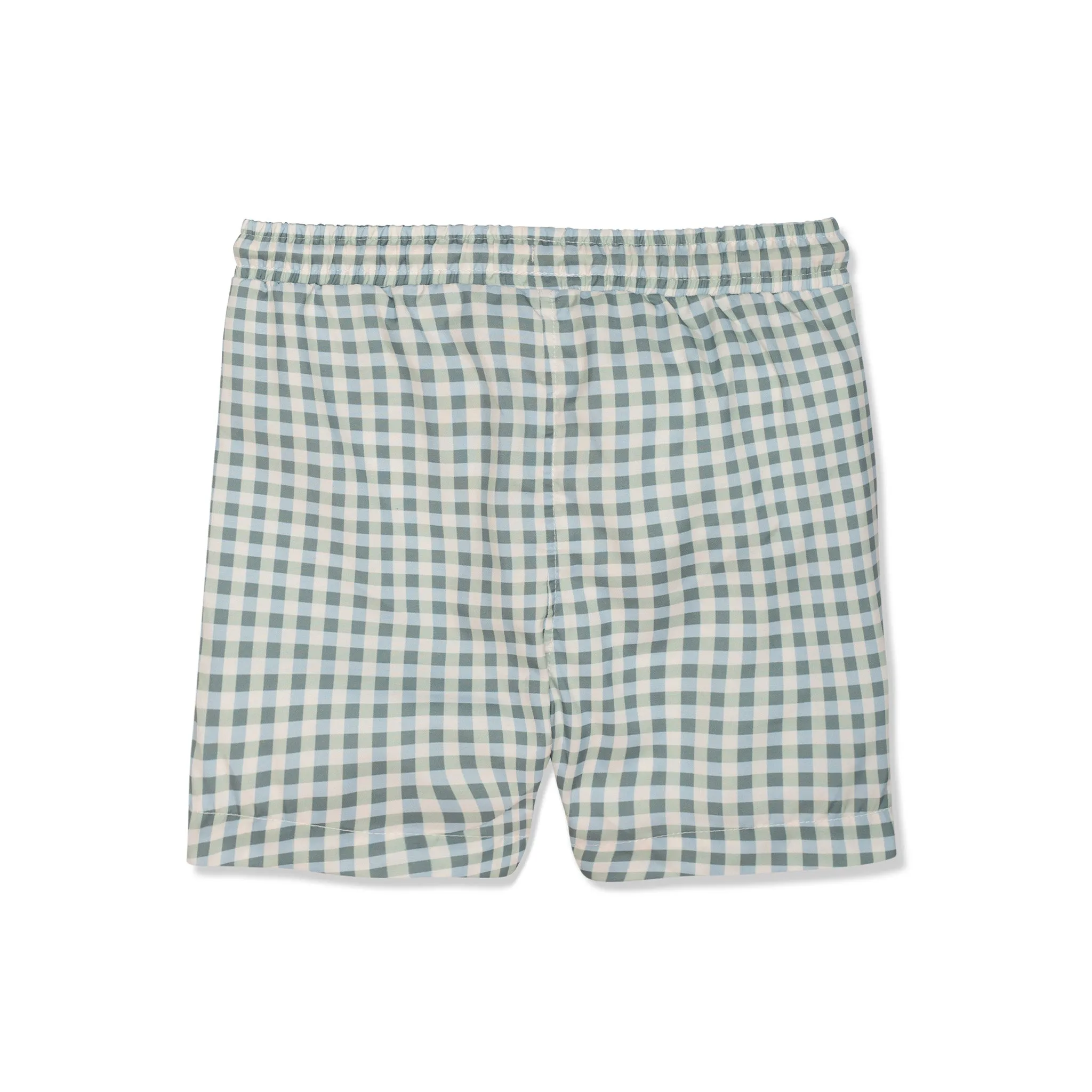 Seaqual Recycled Polyester Blue Gingham Kid Swim Trunks