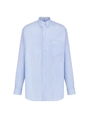 SHIRT Striped blue cotton poplin