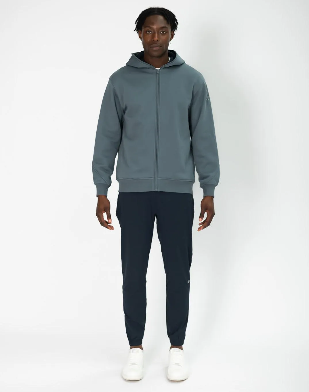 Sierra Fleece Zip Hoodie in Stone Blue