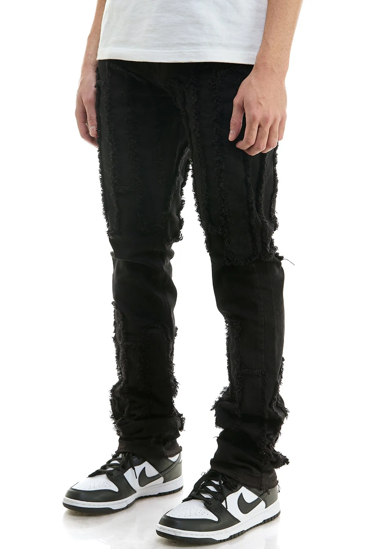 Skinny Men's Stacked Pants in Black