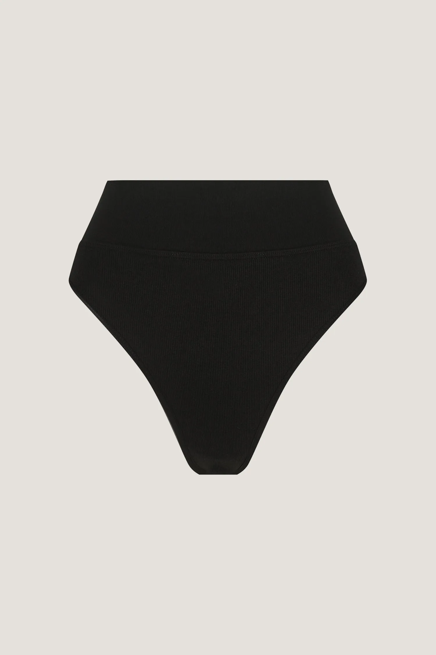 TAYA ORGANIC COTTON HIGH CUT G STRING - BLACK RIB