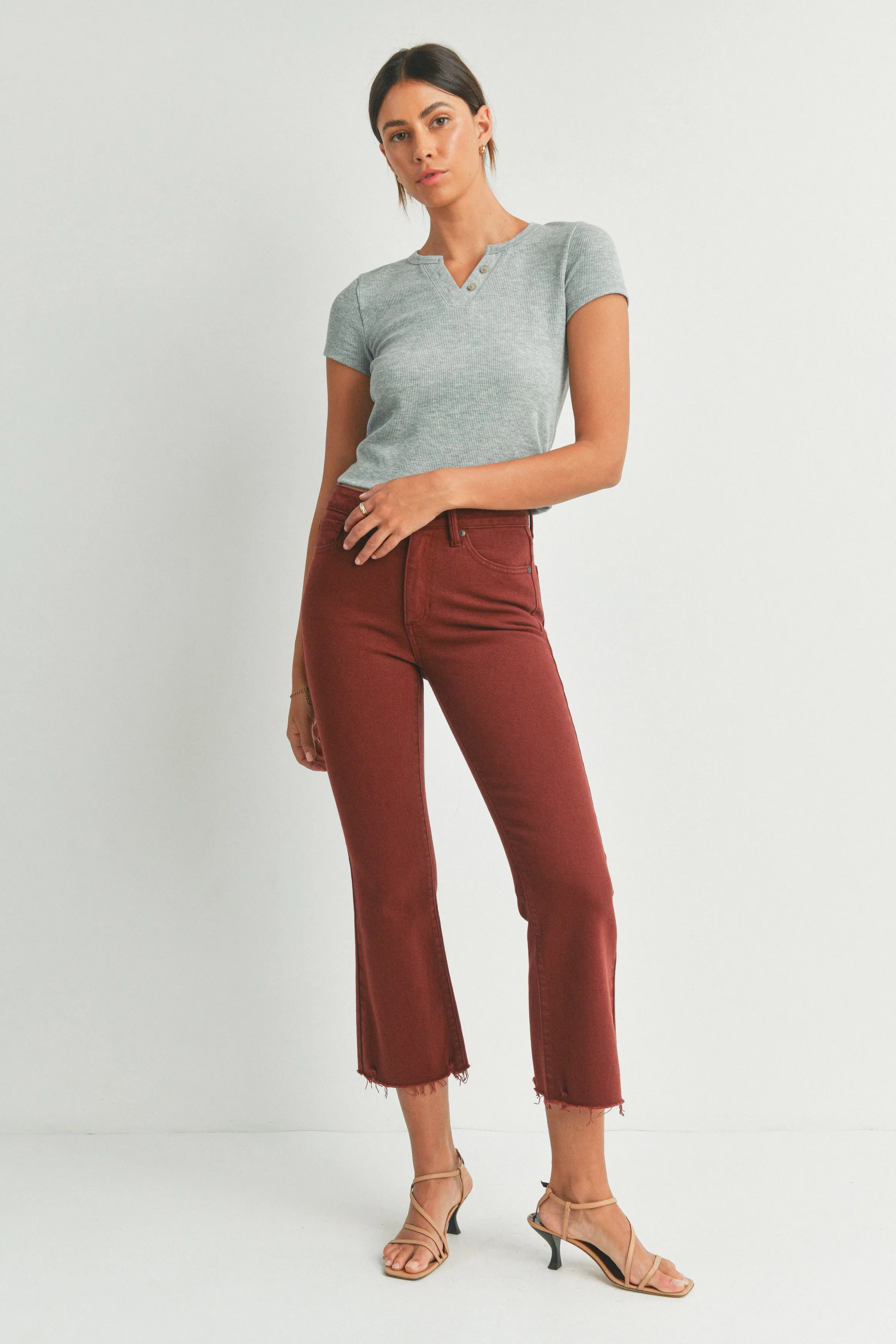 The Davina High Rise Crop Flare Jeans