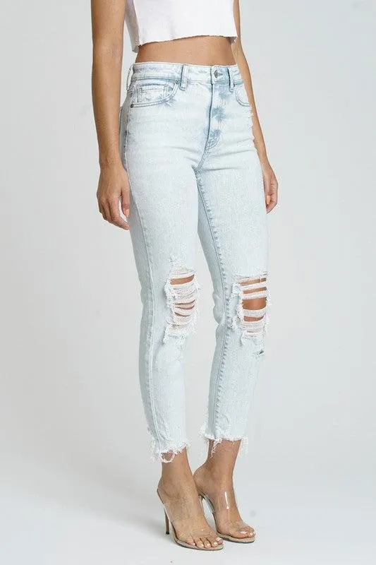 The Tobi's- Light Wash Distressed Skinny Jeans