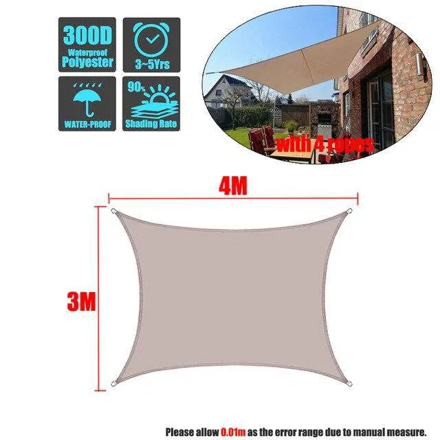 Waterproof Polyester Rectangle Shade Sail Canopy