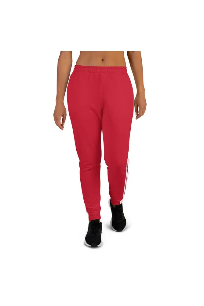 White Band & Stipe on Red Women's Joggers