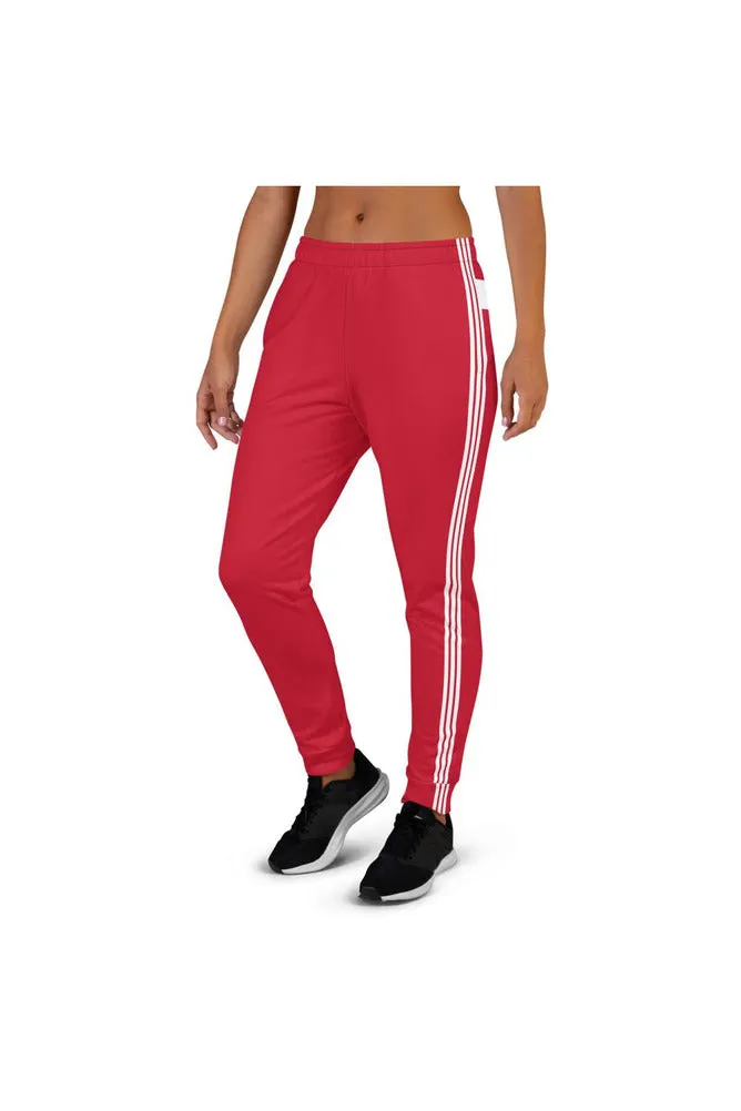 White Band & Stipe on Red Women's Joggers