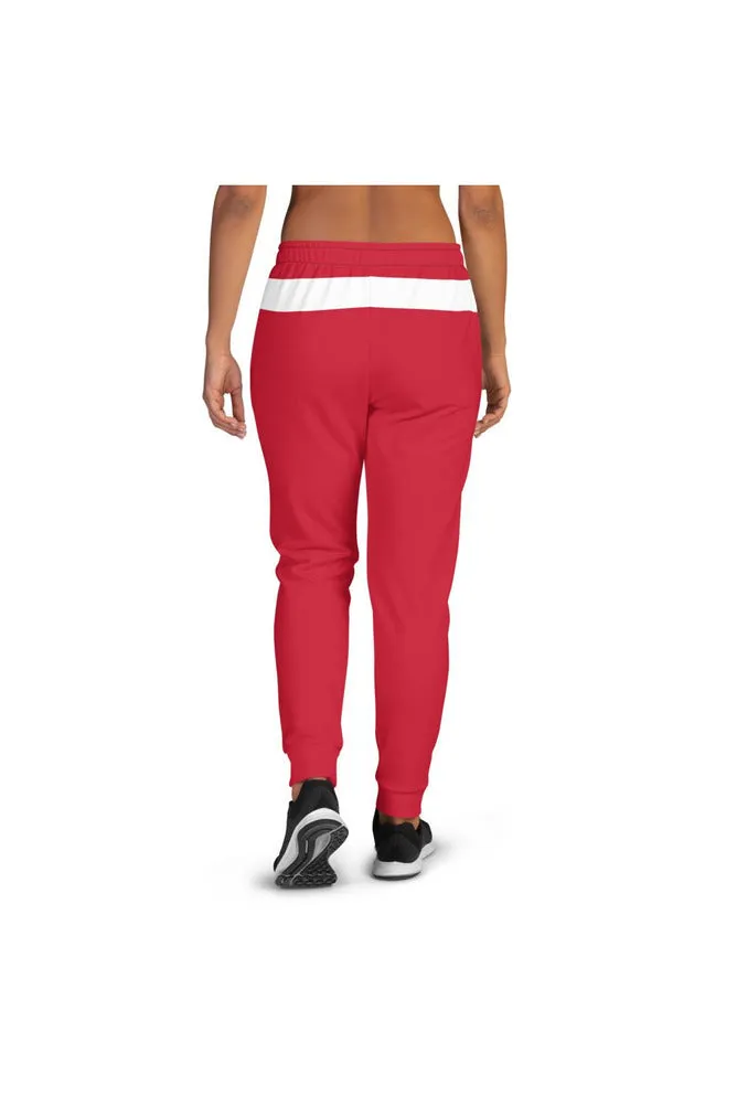 White Band & Stipe on Red Women's Joggers