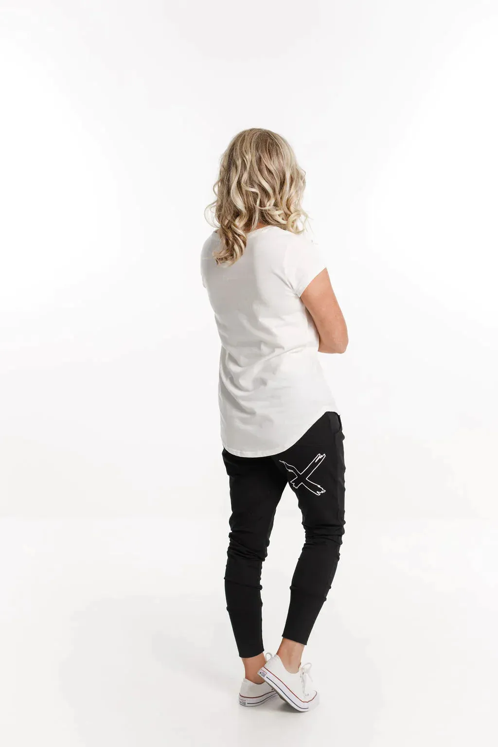 Winter Weight Apartment Pants | Black with White X Outline