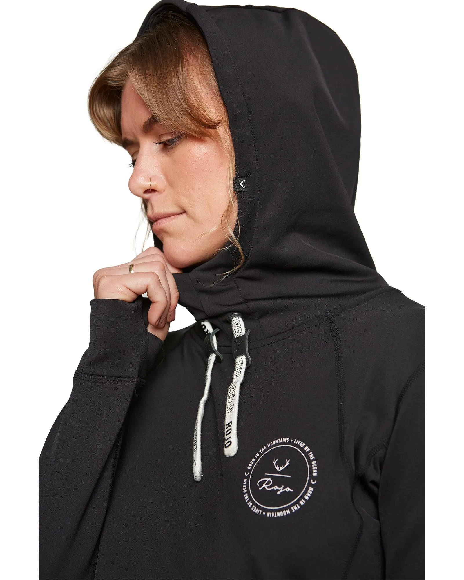 WOMENS SPLENDID BASE LAYER HOOD - TRUE BLACK