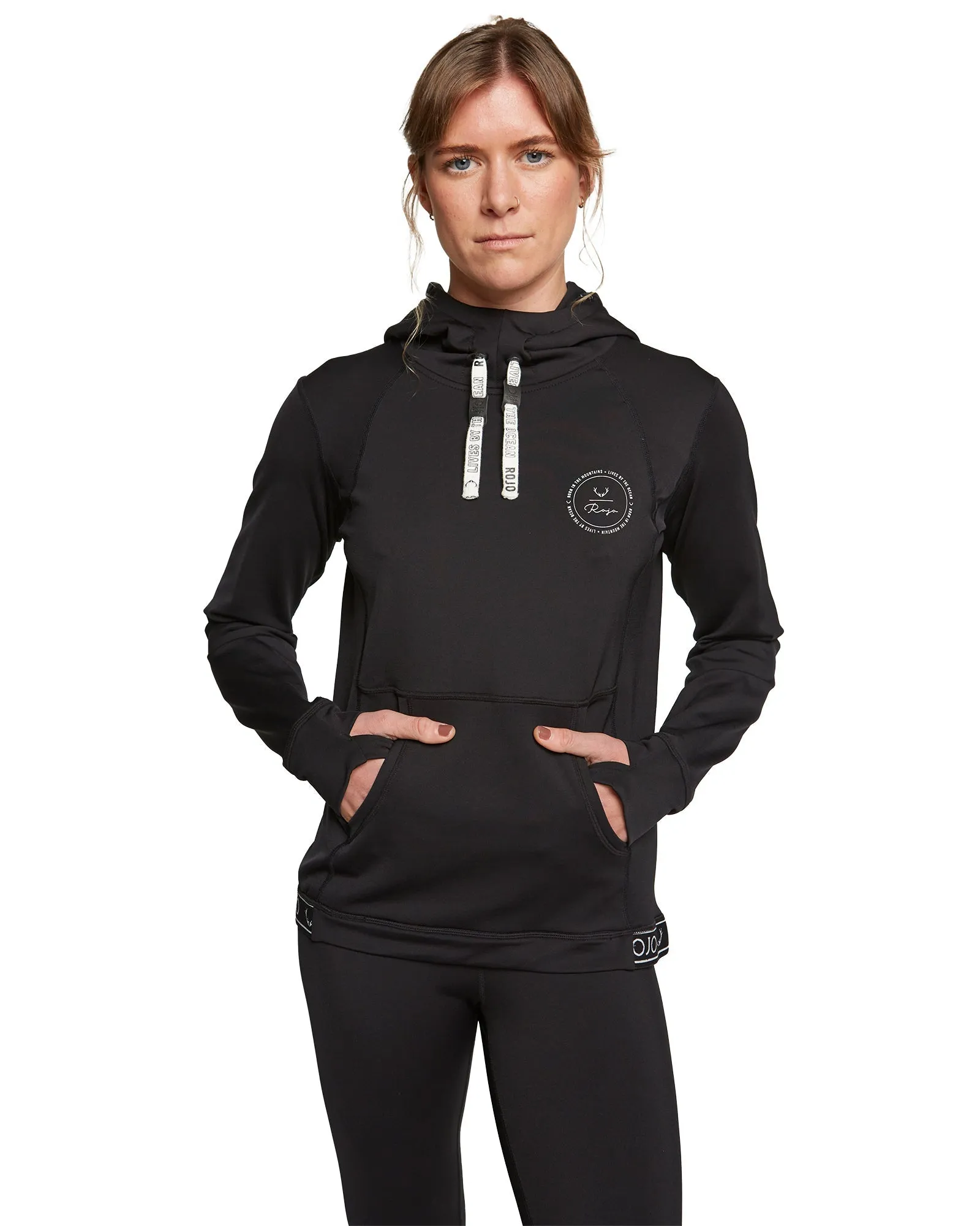 WOMENS SPLENDID BASE LAYER HOOD - TRUE BLACK