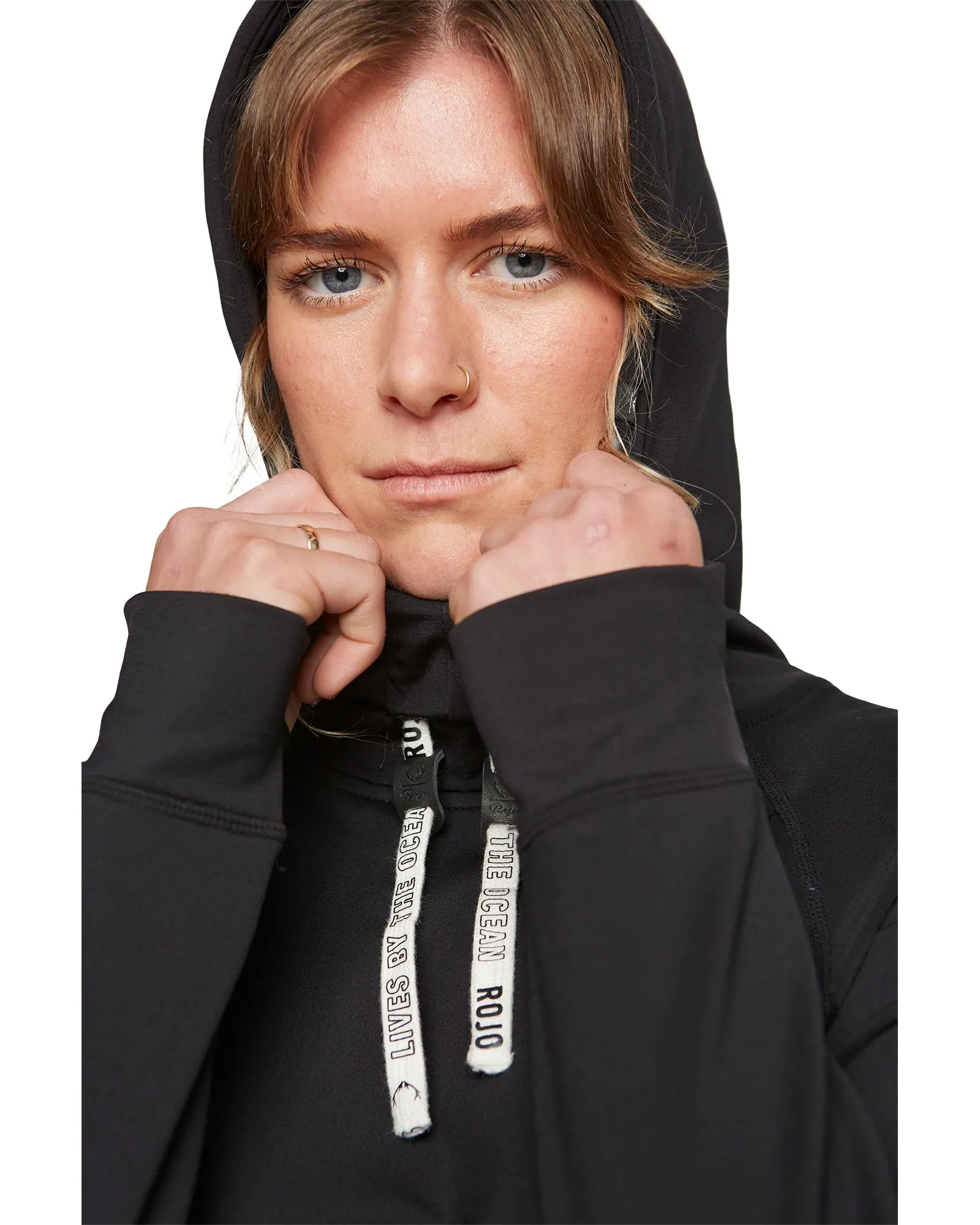 WOMENS SPLENDID BASE LAYER HOOD - TRUE BLACK