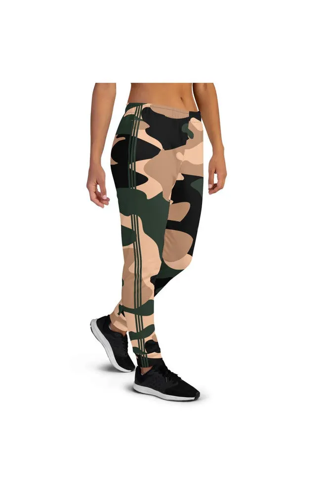 Woodland Camouflage & Green Stripe Women's Joggers