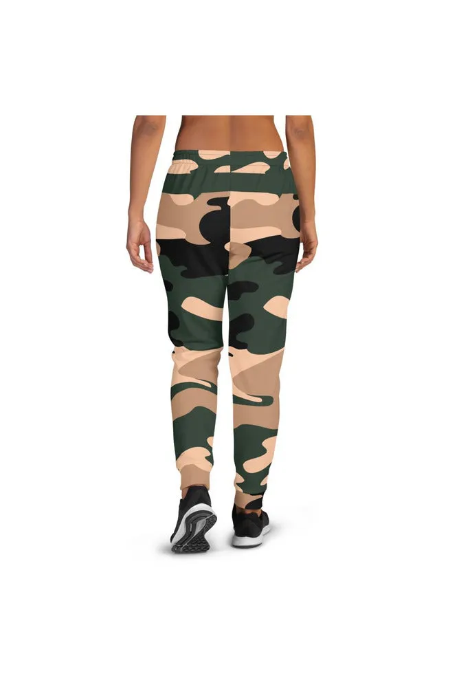 Woodland Camouflage & Green Stripe Women's Joggers