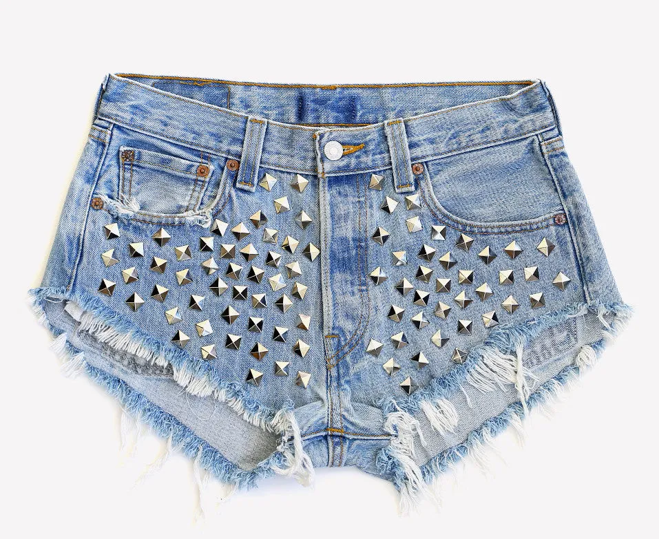 Wunderlust Studded Vintage High Waisted Shorts